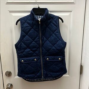 J. Crew Navy Vest with Gold Zipper and Double Pockets NWOT